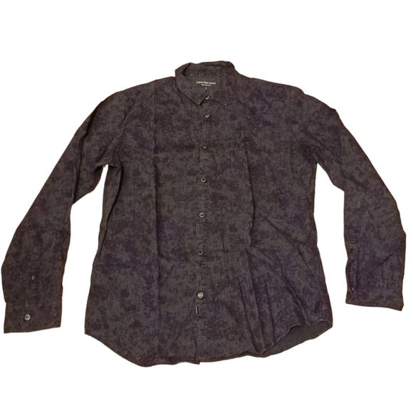 Calvin Klein Men's Button Up Marble Print Top Size M - Picture 1 of 7
